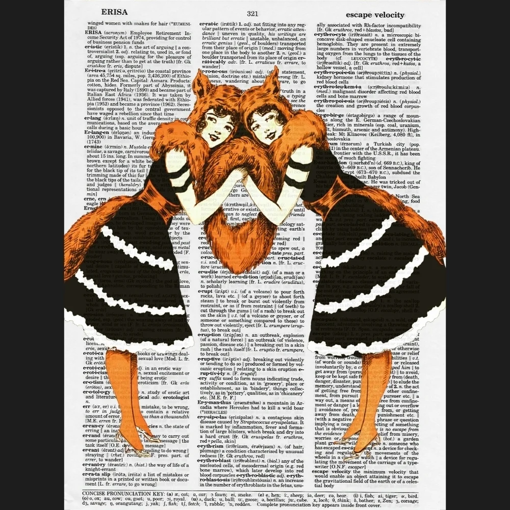 Fox Twins Halloween Oddity Dictionary Art Print